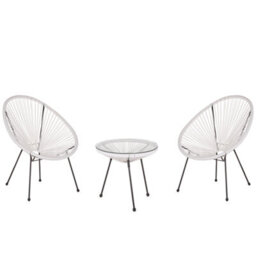 Beliani Bistro Set Acapulco Ii Pe Rattan White - thumbnail 1