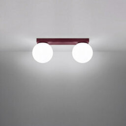 Sollux Lighting Yoli Steel/glass Burgundy 2 Lights Minimalist Ceiling Lamps - thumbnail 3
