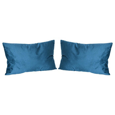 Nicola Spring Rectangle Velvet Cushions - 60Cm X 40Cm - Blue - Pack Of 2 - image 1