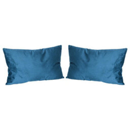 Nicola Spring Rectangle Velvet Cushions - 60Cm X 40Cm - Blue - Pack Of 2 - thumbnail 1