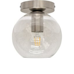 First Choice Lighting Set Of 2 Barnum - Glass Globe Satin Nickel Ceiling Light Fittings - thumbnail 2