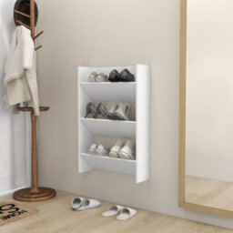 Berkfield Modern Wall Shoe Cabinet White 60X18X90 Cm Engineered Wood - thumbnail 2