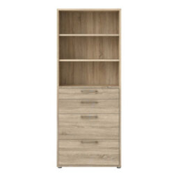 Wyld Haus Dris Tall Natural Oak-Effect Bookcase, 2 Shelves 4 Drawers - thumbnail 4