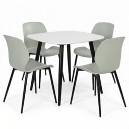 Core Products Aspen White 80Cm Square Table And 4 Carnaby Sage Green Moulded Plastic Chairs - thumbnail 2