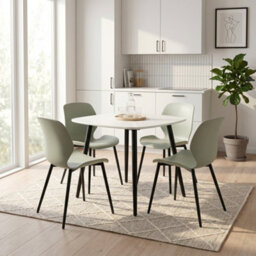 Core Products Aspen White 80Cm Square Table And 4 Carnaby Sage Green Moulded Plastic Chairs - thumbnail 1