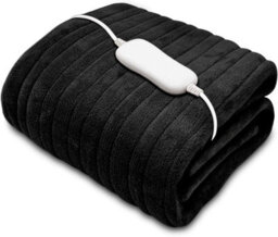 Black Electrical Heated Throw 160 X 120Cm Heated Blanket Machine Washable Soft Micro Fleece 9 Heat Settings