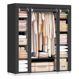 Songmics Fabric Wardrobe, Portable Wardrobe For Bedroom, Clothes Rail With Non-Woven Fabric Cover, 45 X 150 X 175 Cm - thumbnail 2