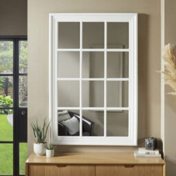 The Online Mirror Shop Wall Mirror Cambridge Wall Mounted Window Style Rectangular Shape With White Frame- H 120Cm X W 80Cm