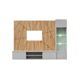 Arte Xavi G Entertainment Unit W200Cm X H148Cm X D35Cm - Oak Artisan & Pearl Grey Modern Media Hub - thumbnail 2