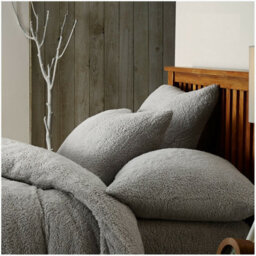 Smart Living Teddy Bear Fluffy Bedding Set, Thermal Warm & Cosy Super Soft Fleece Duvet Cover Set With Pillowcases - Silver - thumbnail 2