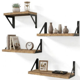 4Pcs Wooden Floating Wall Shelves 45Cm Wall Mounted Storage - thumbnail 1