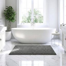 Moonlight Bedding Plush Chenille Bathroom Floor Mat Non-Slip Quick-Dry Absorbent Bathroom & Doorway Shower Rug Grey 60X90 Cm - thumbnail 1