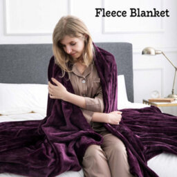 Ameha Fleece Plain Blanket, Lightweight & Reversible Throw For Travel, Bed & Sofa Blanket, Purple King 200X240Cm