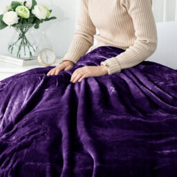 Ameha Fleece Plain Blanket, Lightweight & Reversible Throw For Travel, Bed & Sofa Blanket, Purple King 200X240Cm - thumbnail 9