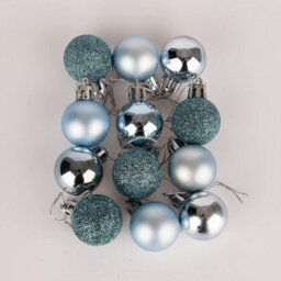 Shatchi 30mm/24Pcs Christmas Baubles Shatterproof Light Blue,tree Decorations - thumbnail 2