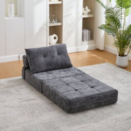 Matteo Convertible Chenille Floor Sofa Bed - Fold Out Sleeper Chair With Tufted Support - thumbnail 8