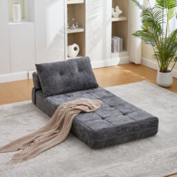Matteo Convertible Chenille Floor Sofa Bed - Fold Out Sleeper Chair With Tufted Support - thumbnail 9