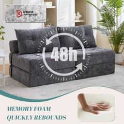 Matteo Convertible Chenille Floor Sofa Bed - Fold Out Sleeper Chair With Tufted Support - thumbnail 6