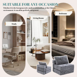 Matteo Convertible Chenille Floor Sofa Bed - Fold Out Sleeper Chair With Tufted Support - thumbnail 7