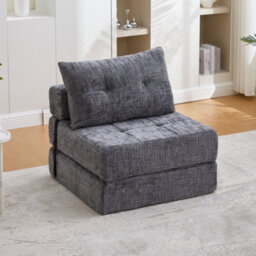 Matteo Convertible Chenille Floor Sofa Bed - Fold Out Sleeper Chair With Tufted Support - thumbnail 1