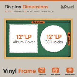 "30X17"" Country Pine Classic Vinyl Record Frame With Emerald Mount For 12 Inch Lp Album Cover & Disc - Ak Frames" - thumbnail 2