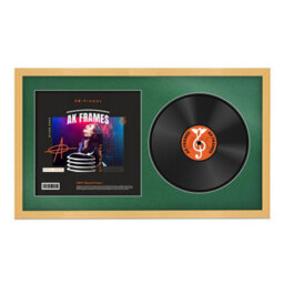 "30X17"" Country Pine Classic Vinyl Record Frame With Emerald Mount For 12 Inch Lp Album Cover & Disc - Ak Frames" - thumbnail 1