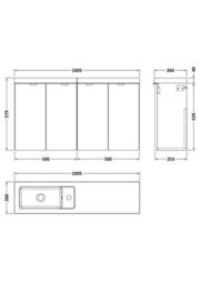 Hudson Reed Fusion 1005mm Compact Basin And Wc Combination Unit, Charcoal Black, 579 X 1005 X 260 mm, Soft-Close Doors - thumbnail 6