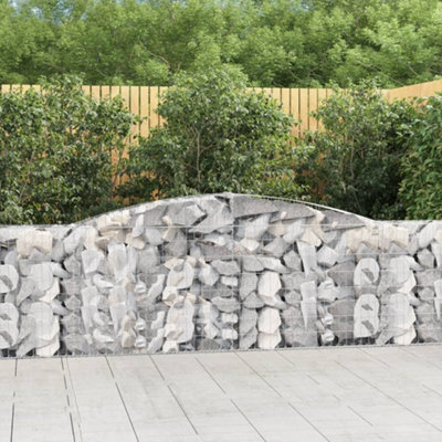 Berkfield Arched Gabion Baskets 4 Pcs 400X30X80/100 Cm Galvanised Iron - image 1
