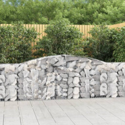 Berkfield Arched Gabion Baskets 4 Pcs 400X30X80/100 Cm Galvanised Iron
