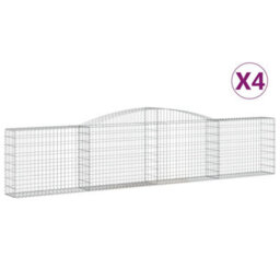 Berkfield Arched Gabion Baskets 4 Pcs 400X30X80/100 Cm Galvanised Iron - thumbnail 2
