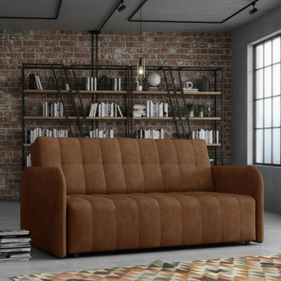 Viva Grand Iv Sofa Bed With Storage And Wooden Legs, Wavy Springs, Sleep Function Size 165X98X85 Cm Brown - image 1