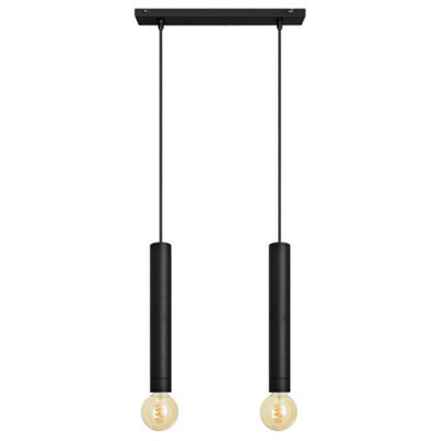 Luminosa Lighting Luminosa Tuba Straight Bar Pendant Ceiling Light Black 40Cm