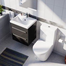 Nes Home Anthracite 500mm 2 Drawers Basin Vanity & Close Coupled Toilet Set - thumbnail 4