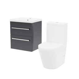 Nes Home Anthracite 500mm 2 Drawers Basin Vanity & Close Coupled Toilet Set - thumbnail 6
