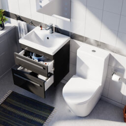 Nes Home Anthracite 500mm 2 Drawers Basin Vanity & Close Coupled Toilet Set - thumbnail 5
