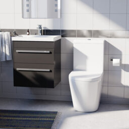Nes Home Anthracite 500mm 2 Drawers Basin Vanity & Close Coupled Toilet Set - thumbnail 2