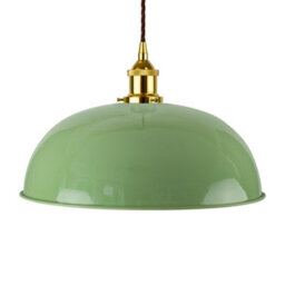 Mint Green Worcester Painted Dome Pendant Light With Gold Lamp Holder And Brown Twisted Cable - Se Home - thumbnail 1
