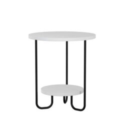 Decortie Corro Modern Round Side End Table 40Cm Open Shelf U-Metal Legs White Living Room H 45Cm - thumbnail 2