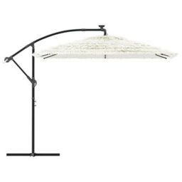 Berkfield Garden Parasol With Steel Pole White 269X269X235 Cm - thumbnail 4
