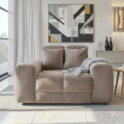 Furnishings For Less UK Jenson Beige Plush Velvet Armchair With Deep Seat & Thick Boxed Arms - thumbnail 2