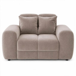 Furnishings For Less UK Jenson Beige Plush Velvet Armchair With Deep Seat & Thick Boxed Arms - thumbnail 1