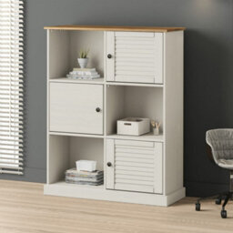 Berkfield Bookcase Vigo White 90X35X114.5 Cm Solid Wood Pine - thumbnail 1