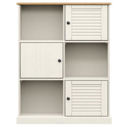 Berkfield Bookcase Vigo White 90X35X114.5 Cm Solid Wood Pine - thumbnail 4