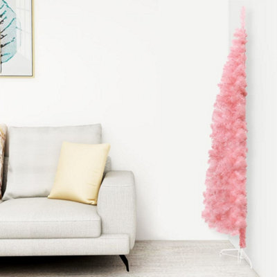 Berkfield Slim Artificial Half Christmas Tree With Stand Pink 120 Cm - image 1