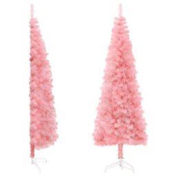 Berkfield Slim Artificial Half Christmas Tree With Stand Pink 120 Cm - thumbnail 2