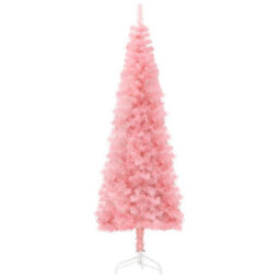 Berkfield Slim Artificial Half Christmas Tree With Stand Pink 120 Cm - thumbnail 4