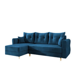 Zako L Corner Sofa Bed With Storage Reversible Left Right Chaise Compact Pull Out Guest Bed Blue - thumbnail 3