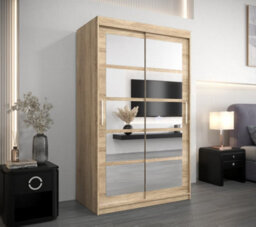 Arte Roma Ii Oak Sonoma Spacious Sliding Door Wardrobe H2000mm W1200mm D620mm With Mirrored Panels - thumbnail 2