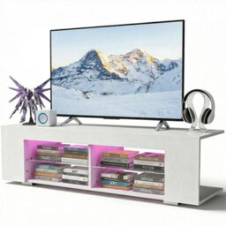 High Gloss Tv Stand Storage Cabinet Cupboard Unit With Rgb Light,135Cm - thumbnail 5