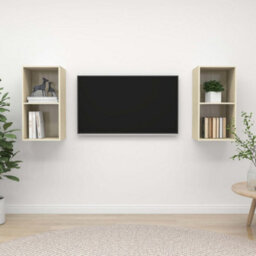 Berkfield Wall-Mounted Tv Cabinets 2 Pcs Sonoma Oak Engineered Wood - thumbnail 1